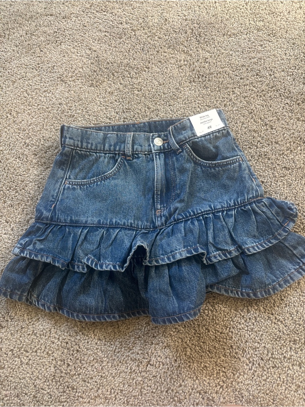 H&M Denim Ruffle Skort in Blue